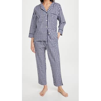 SLEEPY JONES  Washable Silk Marina Pajama Set in Blue & White Tie Stripe –  Sleepy Jones