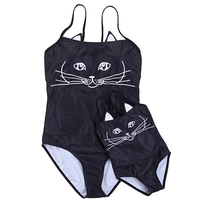 Mother Daughter Matching Cat Ear Print Bathing Suit