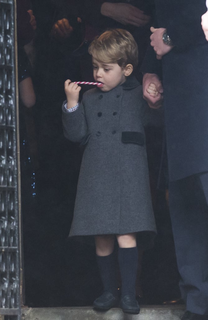 Prince George and His Candy Cane on Christmas Day 2016