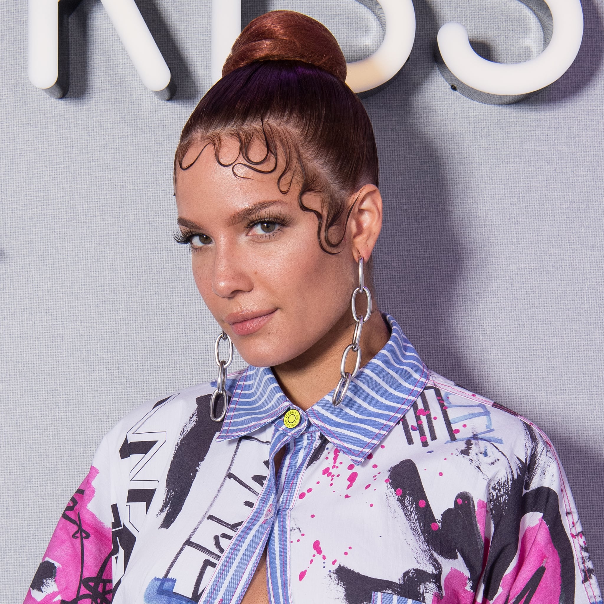 Halsey Wore A Sleek Top Knot With Elegant Hair Swirls Popsugar