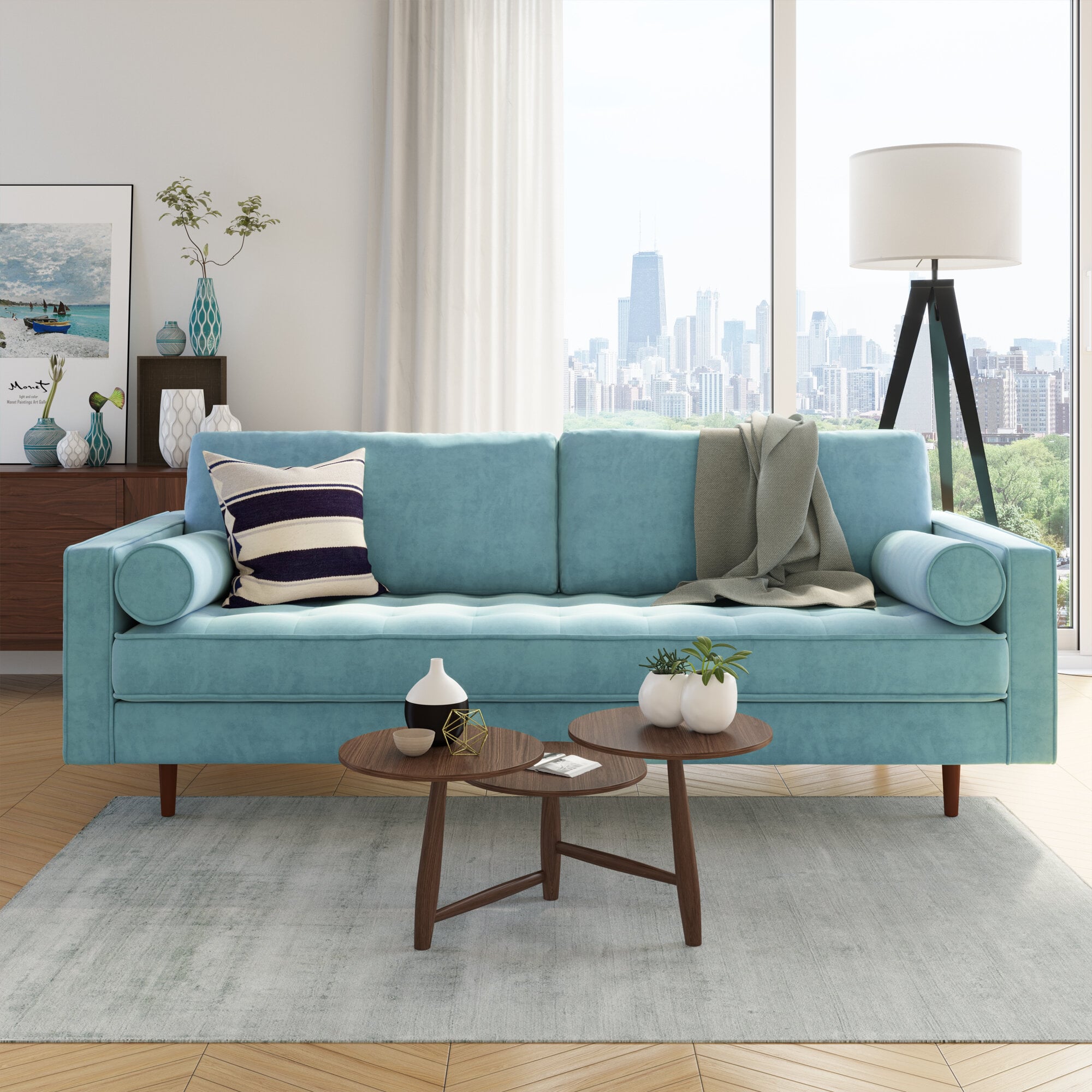 Ravi hot sale velvet sofa