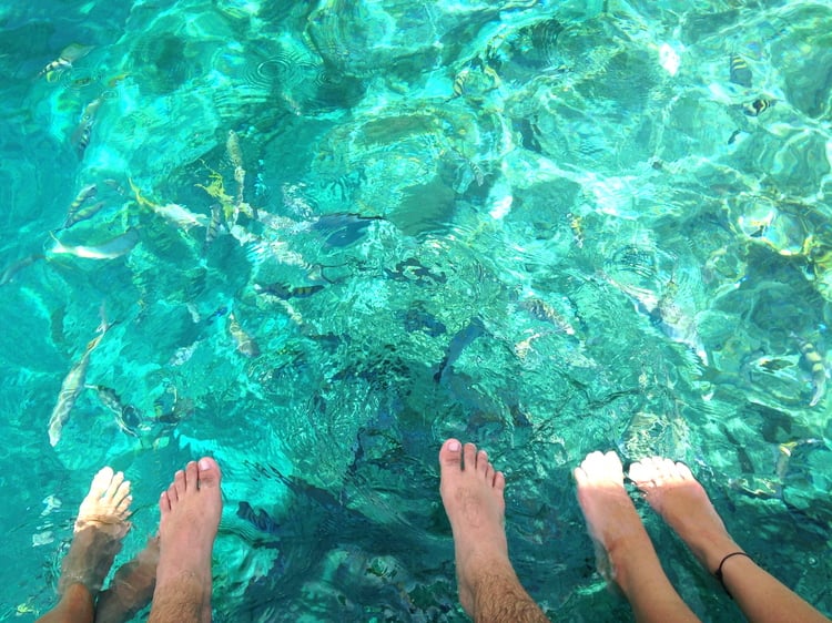 The clear waters of Pirates Bight on Norman Island, BVI.