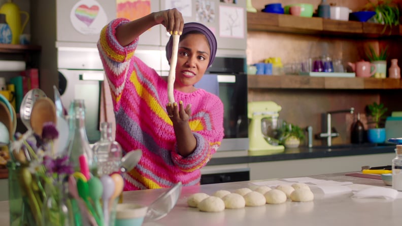 Nadiya Hussain in episode 6 baking a budget of nadiya bakes season 1. courtesy netflix © 2021