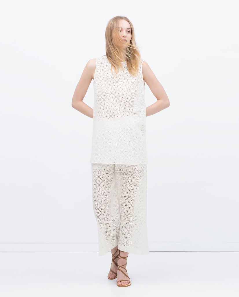 Embroidered Tunic ($80) and Cutout Wide Culottes ($80)