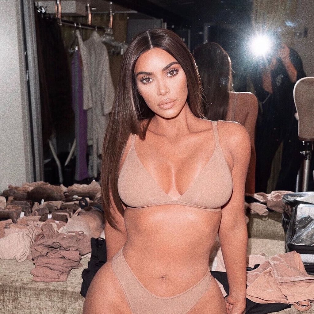 SKIMS - Kim Kardashian West wears the Scoop Neck Bra ($32) and the Dipped  Front Thong ($19) in Clay. Shop the Fits Everybody collection now at SKIMS.COM  and enjoy FREE SHIPPING on