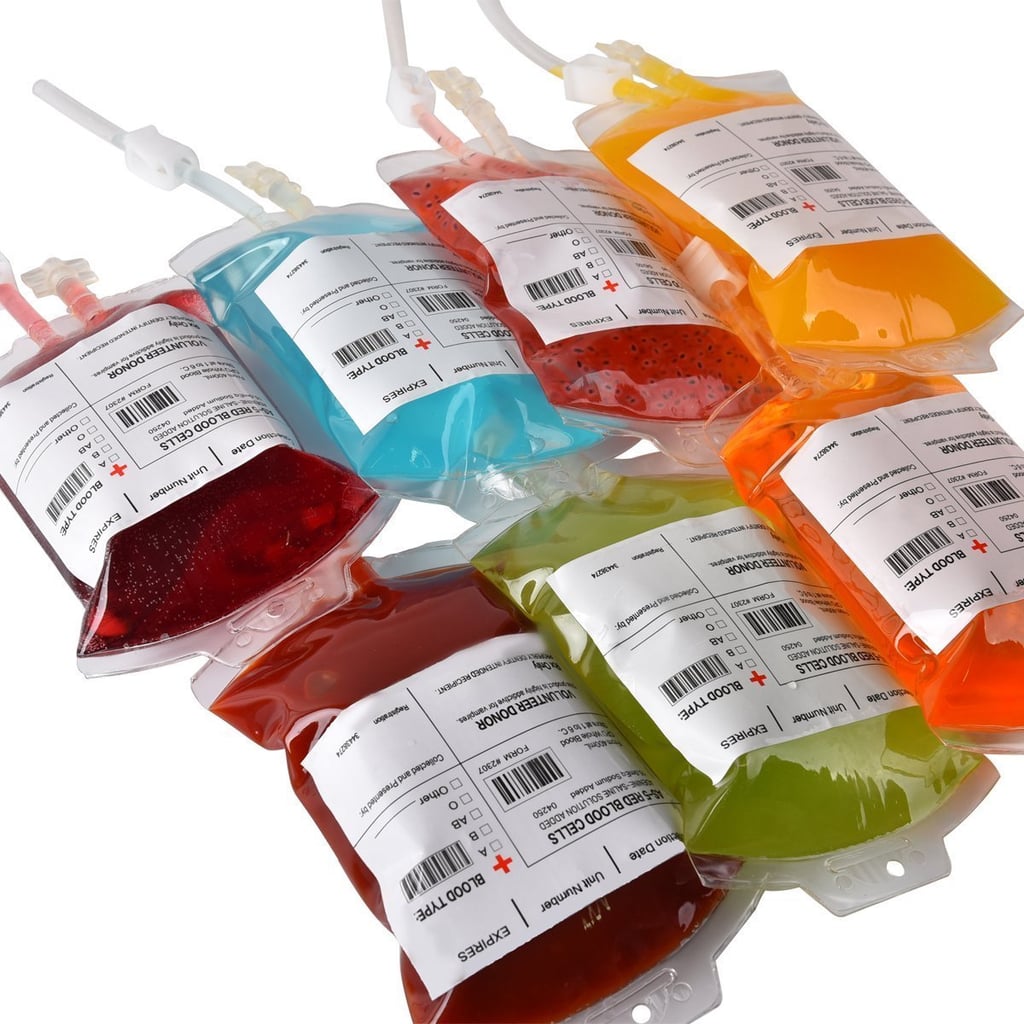 Your guests will love the punch even more when they drink it from Blood Bag Drink Container ($15 for set of 10).