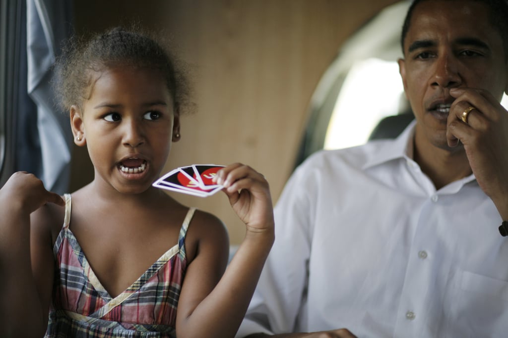 Playing Uno with Sasha on the campaign trail in 2007