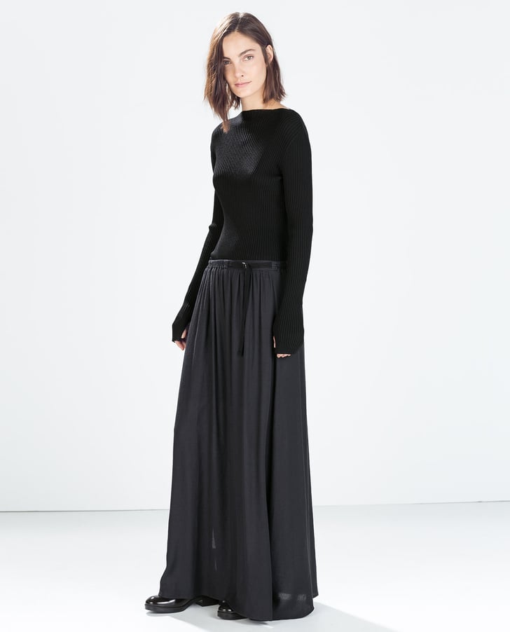 Zara Long Skirt With Contrasting Ribbon | Long Skirts For Fall and ...