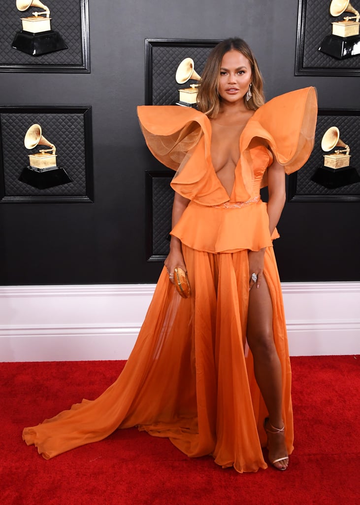 Chrissy Teigen's Wears Yanina Couture at 2020 Grammy Awards