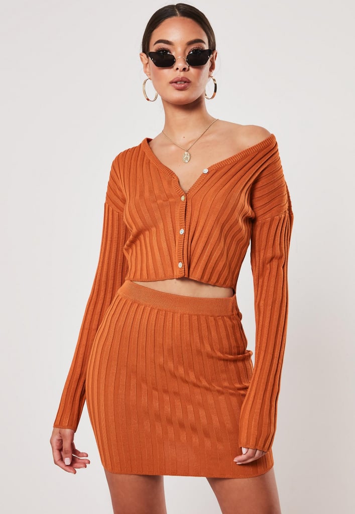 Missguided Rust Co-Ord Rib Knitted Miniskirt