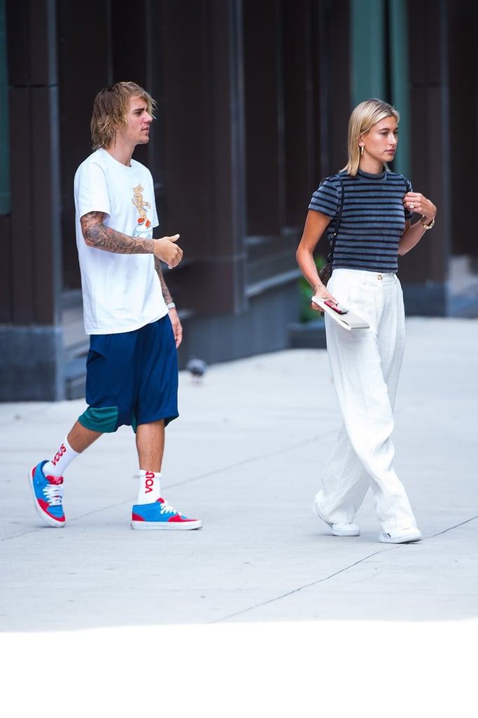 Hailey Baldwin White Pants With Justin Bieber