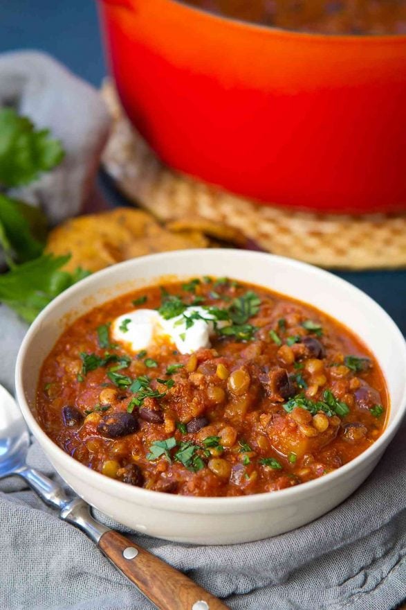 Chorizo and Butternut Squash Lentil Soup