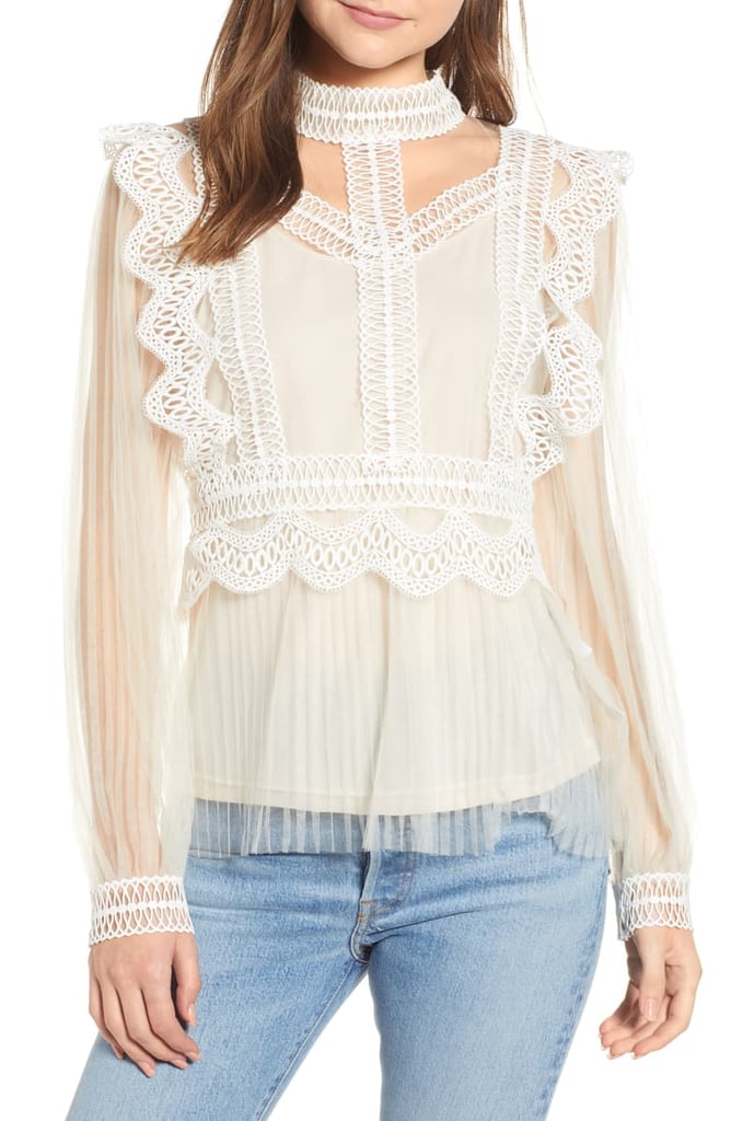 Endless Rose Lace Detail Mesh Blouse