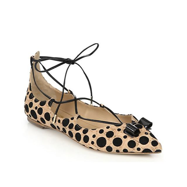 Salvatore Ferragamo by Edgardo Osorio Claire Spotted Cork Lace-Up Flats ($825)