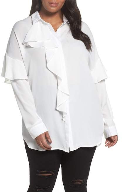 Glamorous Asymmetrical Ruffle Blouse