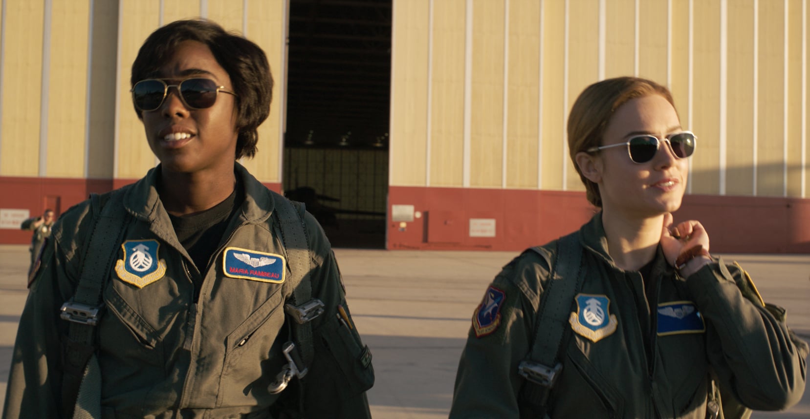 Marvel Studios' CAPTAIN MARVEL..L to R: Maria Rambeau (Lashana Lynch) and Captain Marvel (Brie Larson) ..Photo: Film Frame..©Marvel Studios 2019