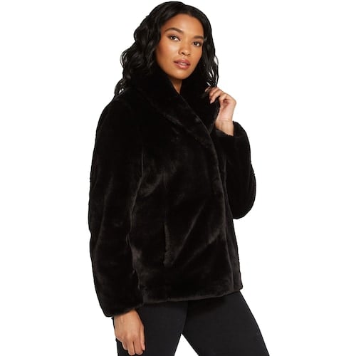 Weathercast Plus Size Shawl Collar Faux-Fur Jacket