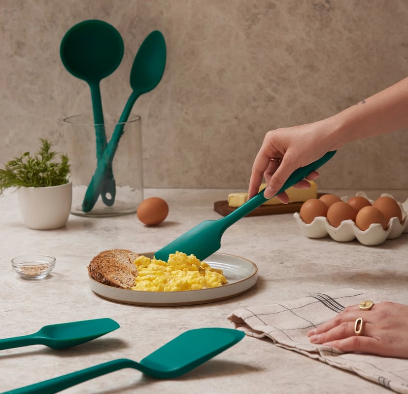 Crate & Barrel Black Silicone and Stainless Steel Utensils