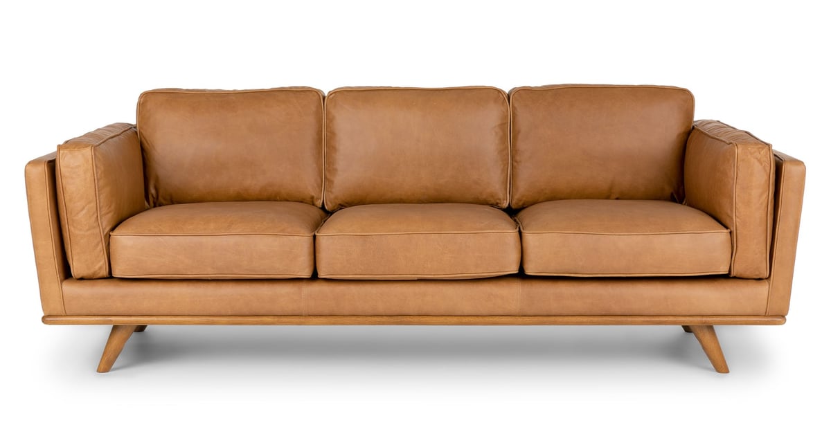 article timber charme leather tan sofa