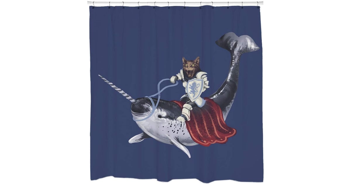 A Cat Riding a Narwhal Funny and Weird Shower Curtains on Amazon