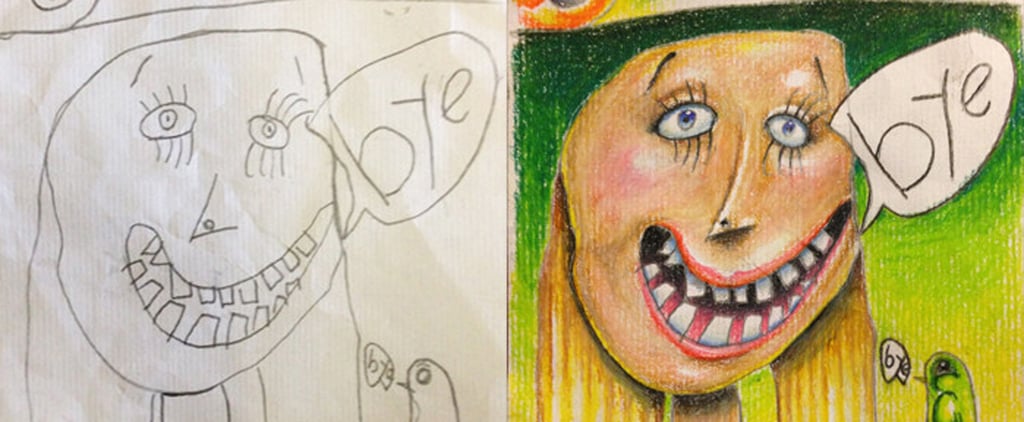Dad Turns His Children's Sketches Into Colorful Artworks