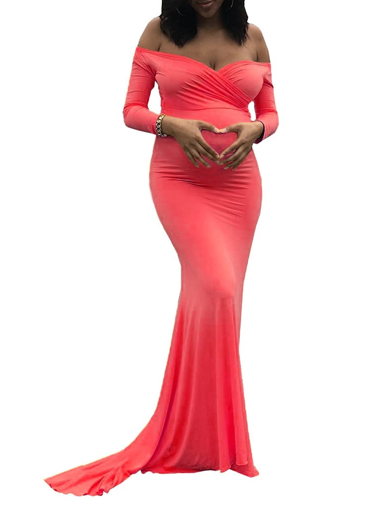 red fitted maternity dress