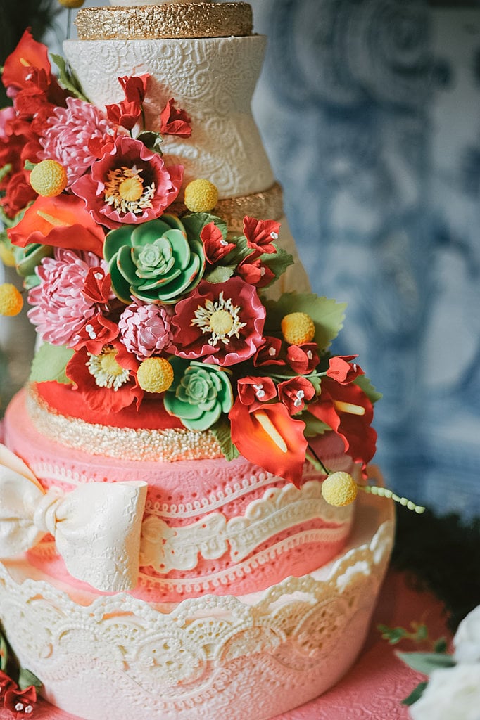 Lace doesn't just belong on wedding dresses or tea-cake doilies. More and more brides are choosing lacy wedding cake designs, whether it's lace piping, fondant appliques, or even edible lace sheets. The results, courtesy of POPSUGAR Food, look almost too dainty to cut into.
Photo by Sargeant Creative via Style Me Pretty