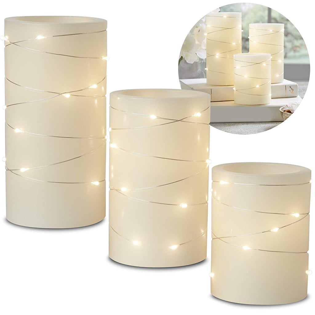 Laura Ashley 3-Piece LED Candle Set With Daily Timer, Flameless Candles