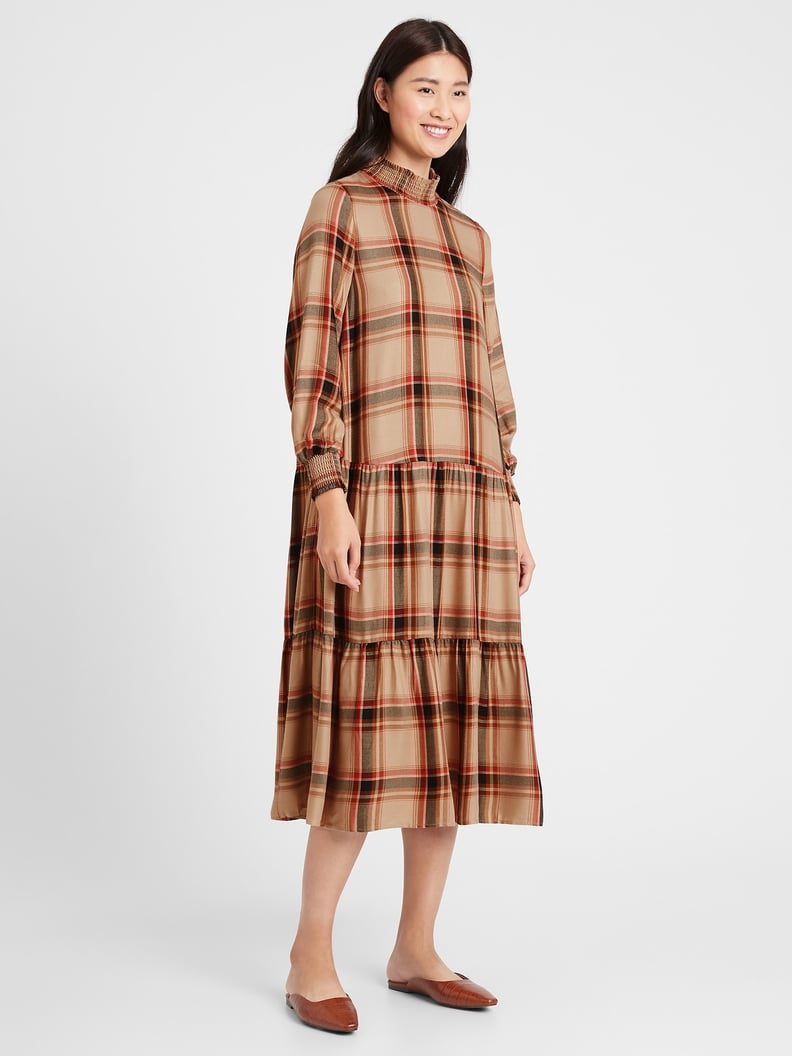 Banana Republic Flannel Tiered Midi Dress