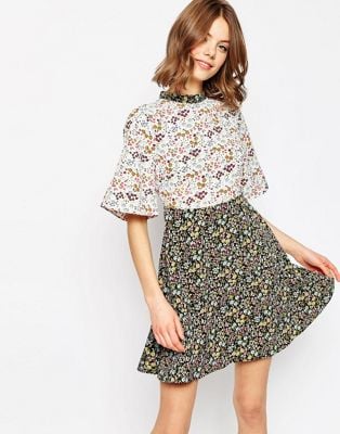 Asos Ditsy Floral Printed Skater Dress