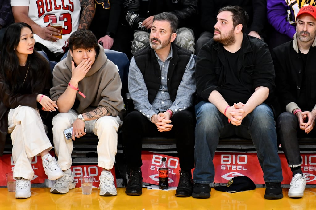 Jimmy Kimmel and Son Kevin Kimmel at Lakers Game