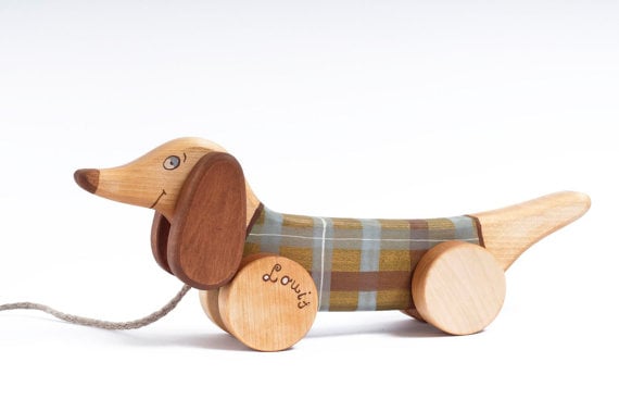 Personalized Wooden Dog Pull Toy 