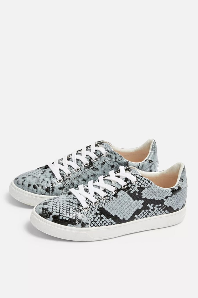 Cola Blue Snakeskin Lace-Up Trainers