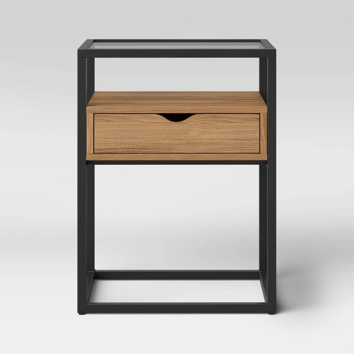 Project 62 Ada End Table Glass Shelves and Metal Frame Best Furniture