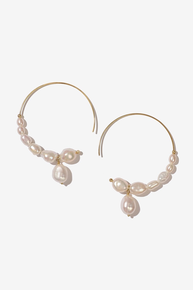 Adornmonde Samson Gold Pearl Hoop Earrings