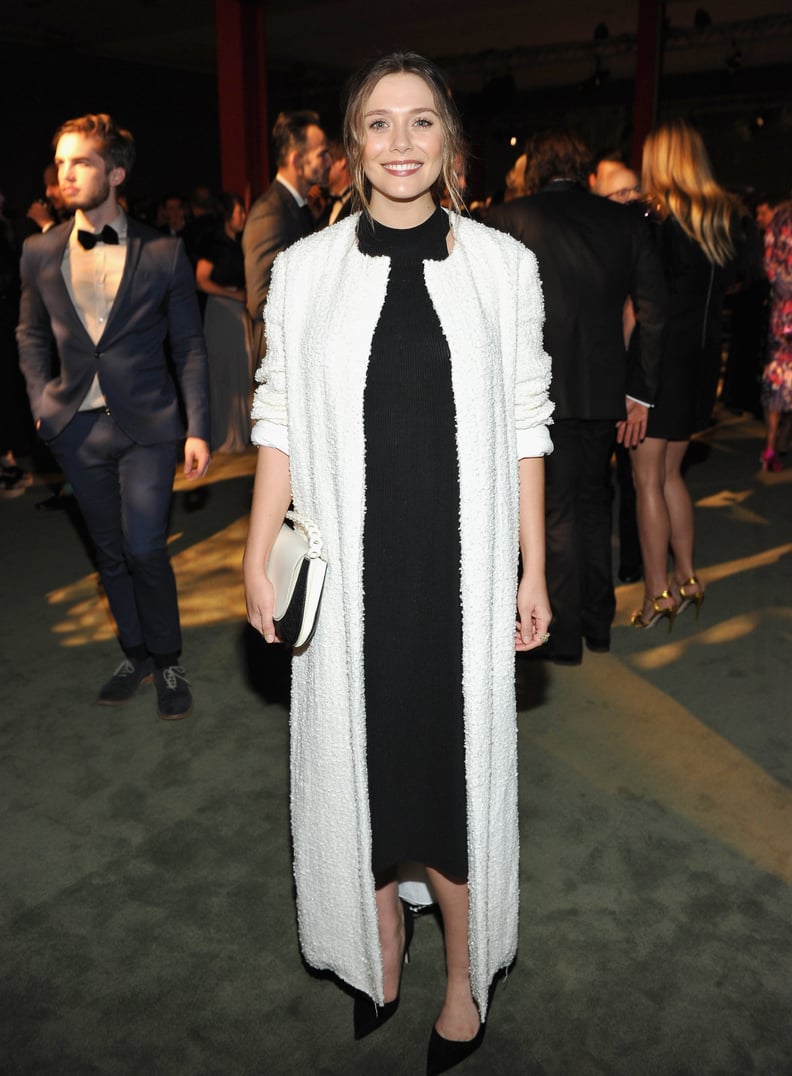 Elizabeth Olsen Wore a Textured Duster Coat to the 2016 LACMA Art + Film Gala