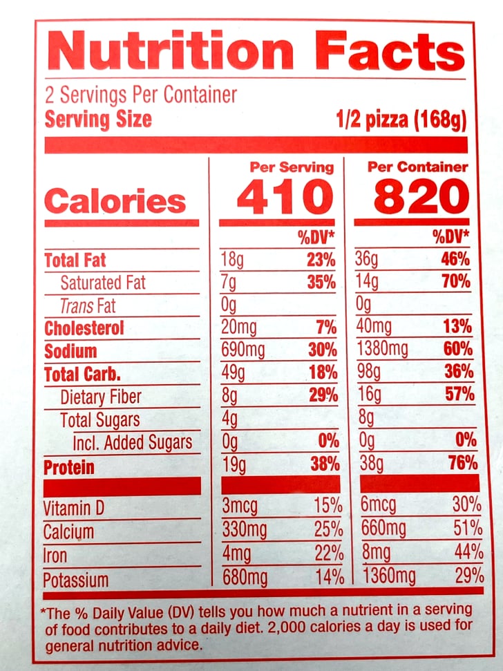 Pizza Crust Nutrition Label At Andrea Mcclelland Blog