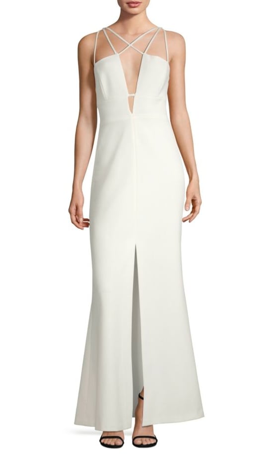 BCBGMAXAZRIA Plunge Crisscross Back Gown Elizabeth Hurley
