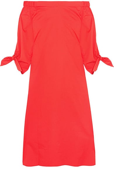 Tibi Off-the-shoulder Cotton-poplin Midi Dress