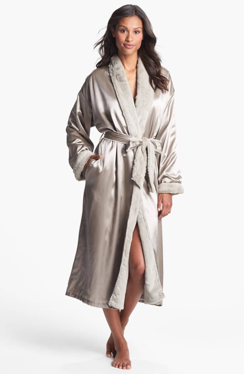 Giraffe at Home Faux Fur & Satin Robe