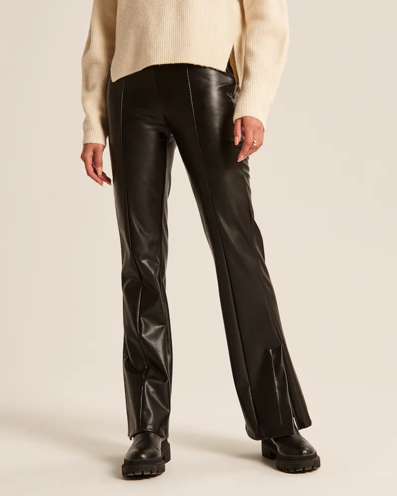 Best Presidents' Day Fashion Deals: Abercrombie Split-Hem Vegan Leather Slim Flare Pant