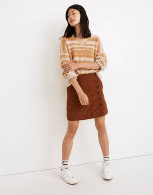 Corduroy Quilted Mini Skirt