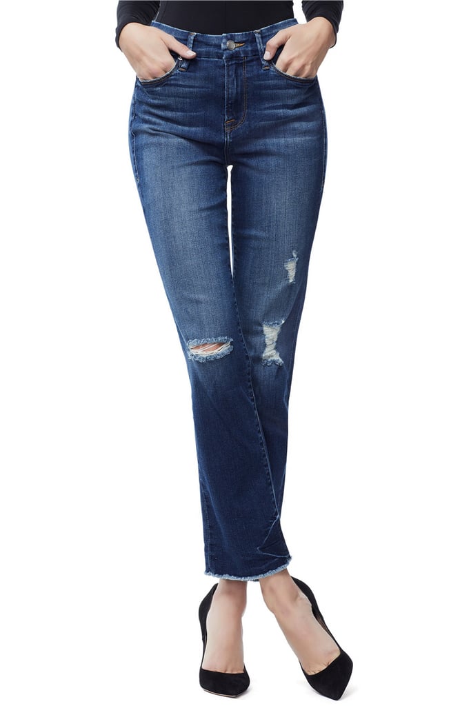 Good American Good Straight Frayed Ankle Jeans