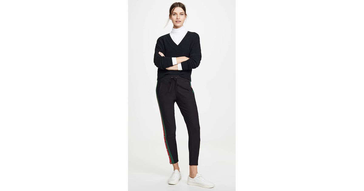 plush fleece lined tuxedo track pants
