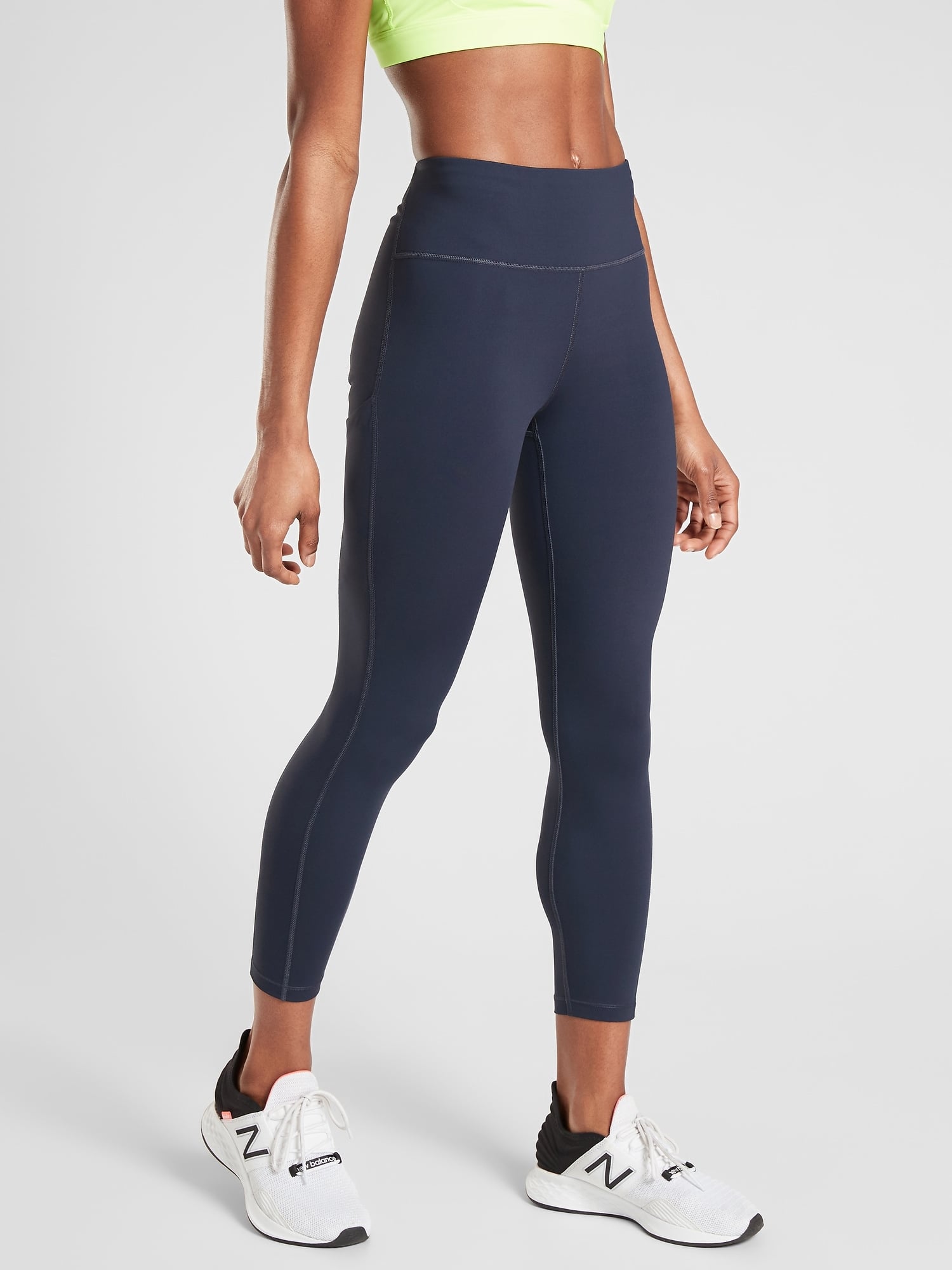 ATHLETA NAVY BLUE FLORAL AND MESH TIGHTS