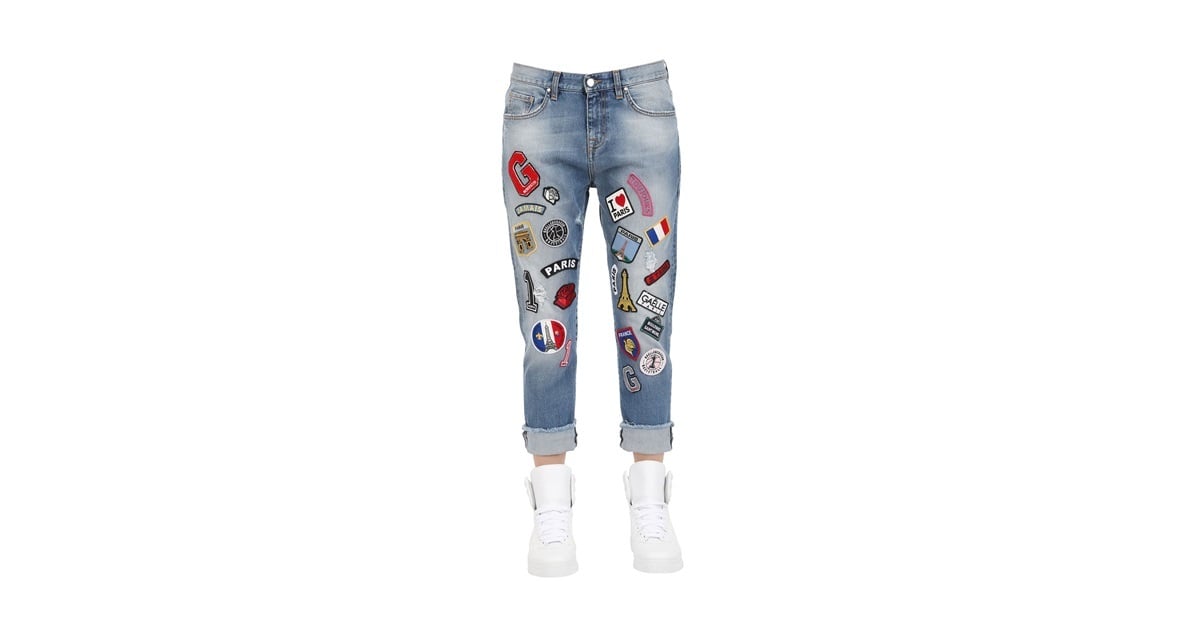 Gaella Paris Embroidered Patch Denim Jeans ($365) | Fall Denim Trends ...