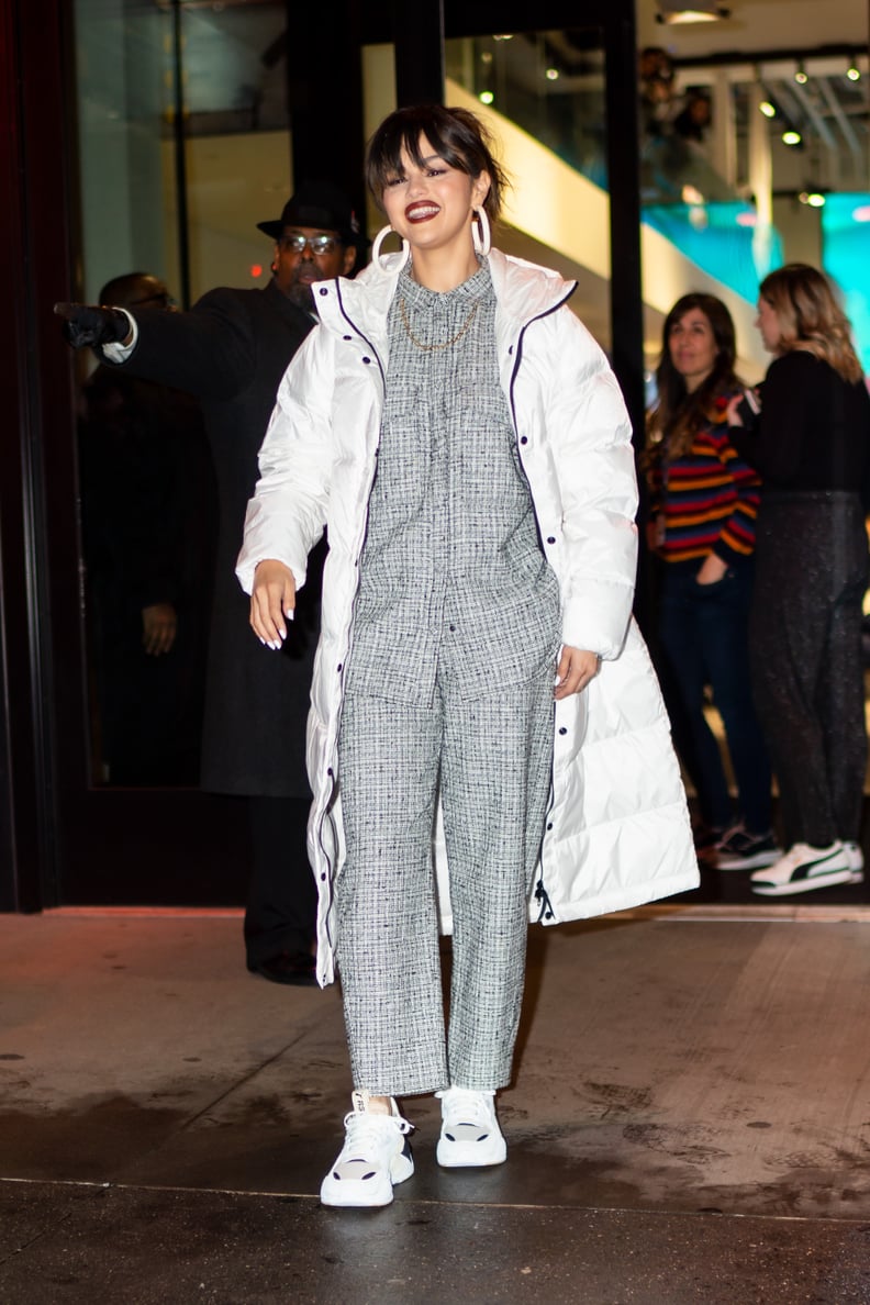 Selena Gomez Wearing an Everlane Puffer to the Puma Event in NYC