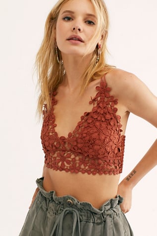 Free People Women's Miss Dazie Bralette, Coconut Shell, Brown, Red