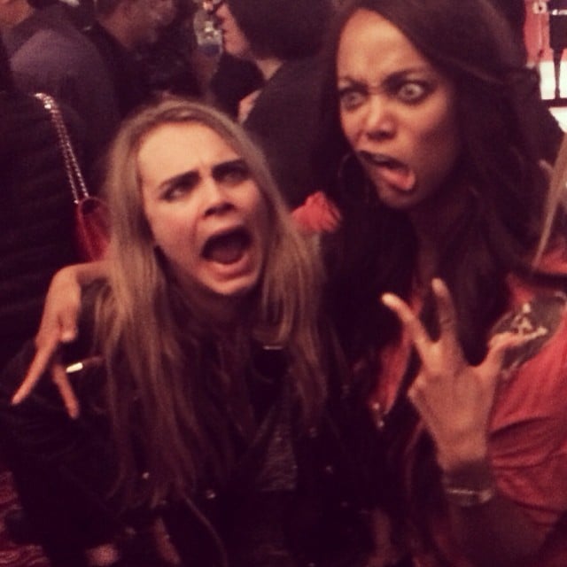 Cara Delevingne and Tyra Banks got silly while backstage at a Celine Dion concert, of all places.
Source: Instagram user tyrabanks