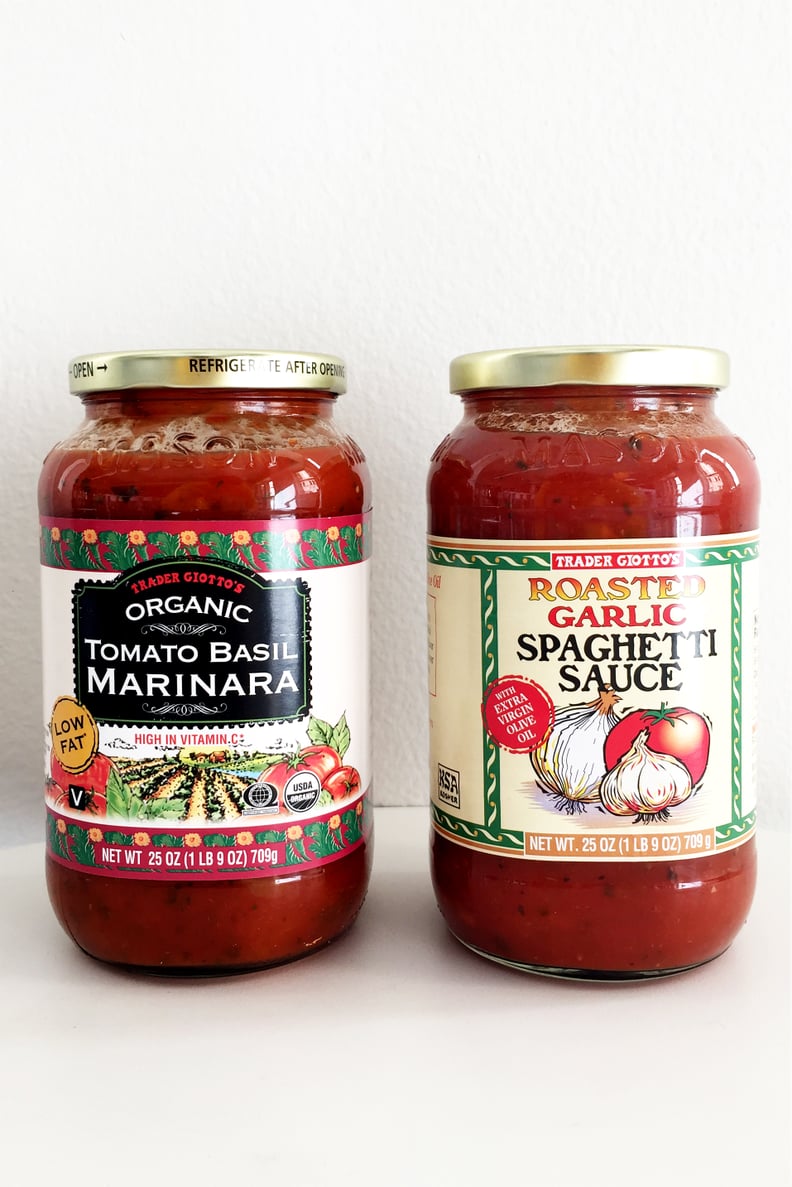 Trader Joe's Organic Tomato Basil Marinara and Roasted Garlic Spaghetti Sauce